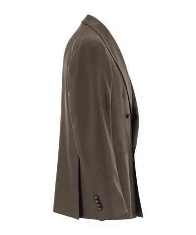 Tagliatore Double-breasted Patch-pocket Blazer In Brown