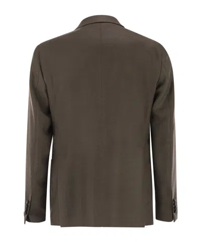 Tagliatore Double-breasted Patch-pocket Blazer In Brown