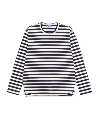 Junya Watanabe Long-sleeved Striped Cotton T-shirt In Multi
