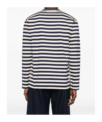 Junya Watanabe Long-sleeved Striped Cotton T-shirt In Multi