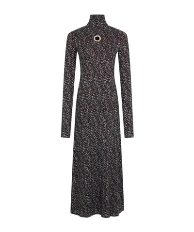 Rabanne High-neck Long-sleeved Dress In Brown