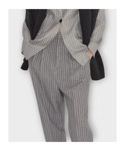 Partow Striped Casual Pants In Gray