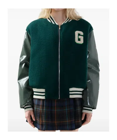 Gcds Letterman Zip Jacket In Black