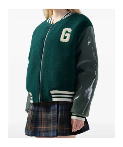 Gcds Letterman Zip Jacket In Black