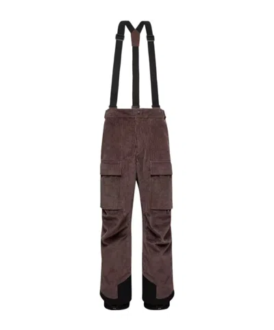 Moncler Grenoble Brown Corduroy Padded Ski Overalls In Brown