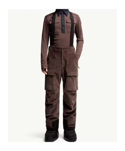 Moncler Grenoble Brown Corduroy Padded Ski Overalls In Brown