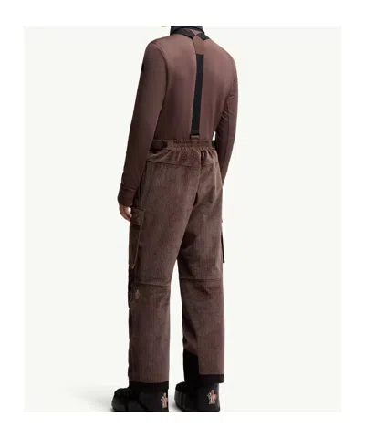 Moncler Grenoble Brown Corduroy Padded Ski Overalls In Brown
