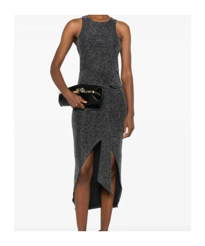 Patrizia Pepe Draped Midi Dress In Black