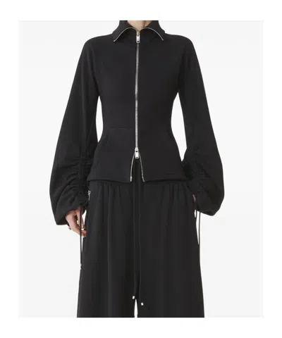 Lanvin Tailored Zip Jacket With High Collar And Pockets In Black