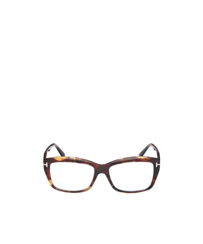Tom Ford Eyewear Rectangular Frame Glasses In Brown