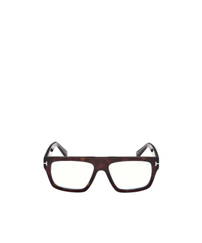 Tom Ford Eyewear Rectangle Frame Glasses In Brown