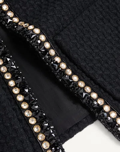 Valentino Embroidered Canestrello Tweed Jacket In Black