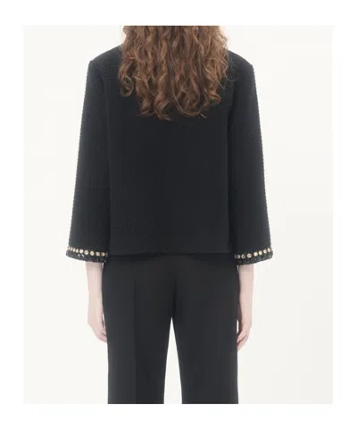 Valentino Embroidered Canestrello Tweed Jacket In Black