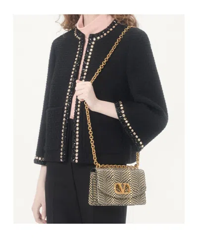 Valentino Embroidered Canestrello Tweed Jacket In Black