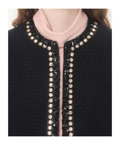 Valentino Embroidered Canestrello Tweed Jacket In Black