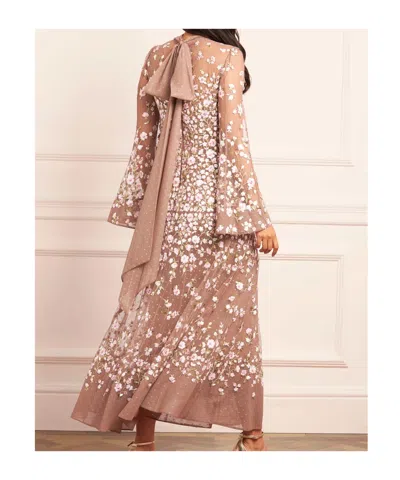 Needle & Thread Sylvia Rose Long-sleeves Midi Dress In Brown