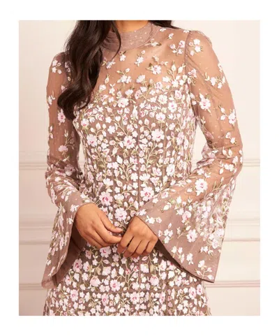 Needle & Thread Sylvia Rose Long-sleeves Midi Dress In Brown