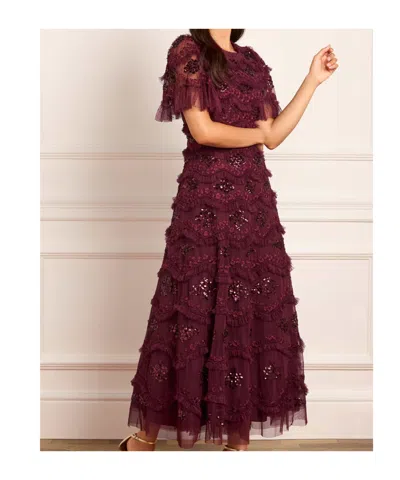 Needle & Thread Daisy Wave Ruffled Sequin-embellished Tulle Gown In Brown
