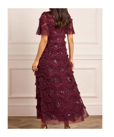 Needle & Thread Daisy Wave Ruffled Sequin-embellished Tulle Gown In Brown