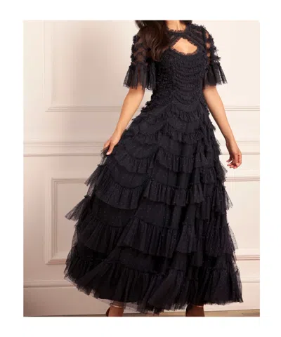 Needle & Thread Tulle Short-sleeved Dress In Black