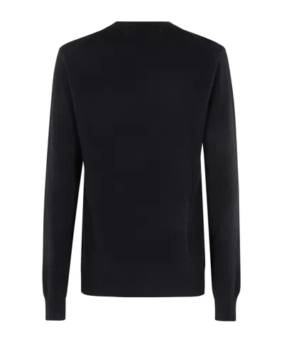 Comme Des Garçons Play Heart Embroidered Long Sleeve V Neck Top In Black