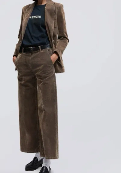 Aspesi Worn-out Plush-denim Pants In Brown