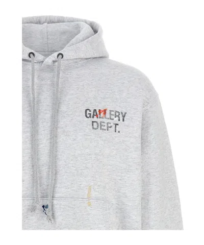 Gallery Dept. Logo-print Paint-splattered Cotton-jersey Hoodie In White