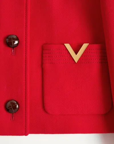 Valentino Drill Double Caban V-gold Jacke In Red