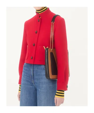 Valentino Drill Double Caban V-gold Jacke In Red