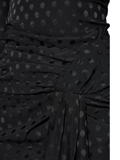 Isabel Marant Asymmetric Polka Dot Off-shoulder Dress In Black