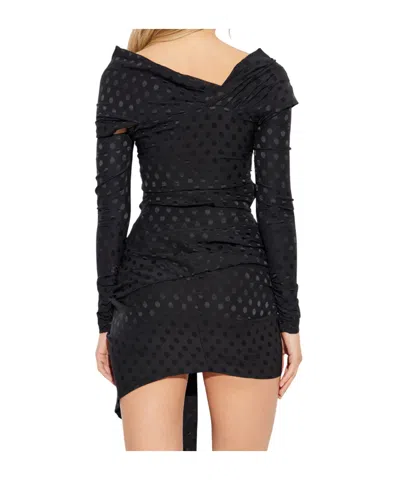 Isabel Marant Asymmetric Polka Dot Off-shoulder Dress In Black