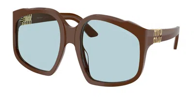 Miu Miu Womens Brown Mu A07s Irregular-frame Acetate Sunglasses In Brown