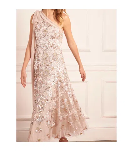 Needle & Thread One-shoulder Bow-detail Midi Dress In Pink