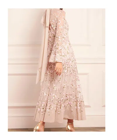 Needle & Thread Sylvia Long-sleeves Floral-embellishment Midi Dress In White