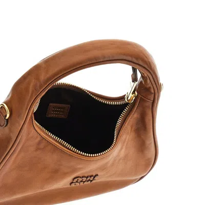 Miu Miu Ld-look Leather Miu Wander Bag In Brown