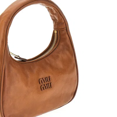 Miu Miu Ld-look Leather Miu Wander Bag In Brown