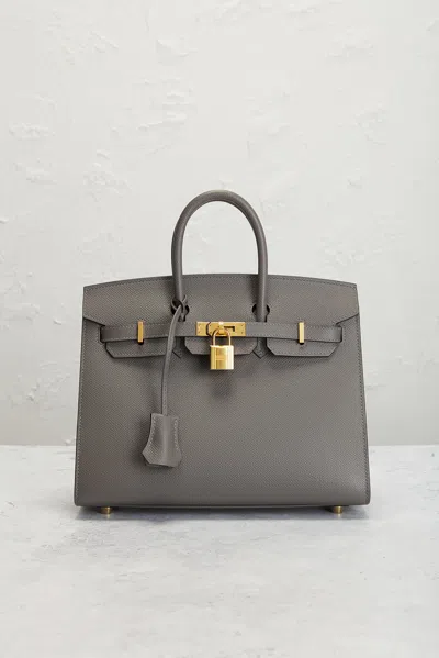 Pre-owned Hermes Epsom Birkin 25 Handbag In Gray