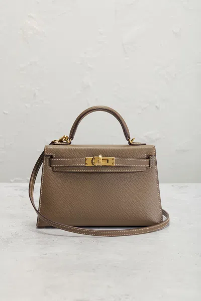 Pre-owned Hermes Epsom Kelly 20 Sellier Handbag In Brown