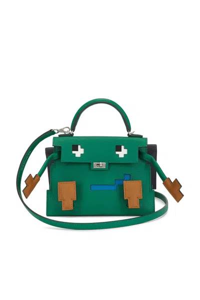 Pre-owned Hermes Epsom Kelly Doll Picto Handbag In Green