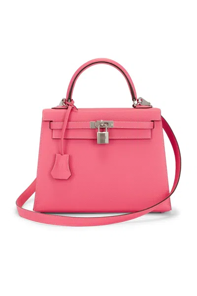 Pre-owned Hermes Epsom Kelly 25 Sellier Handbag In Pink