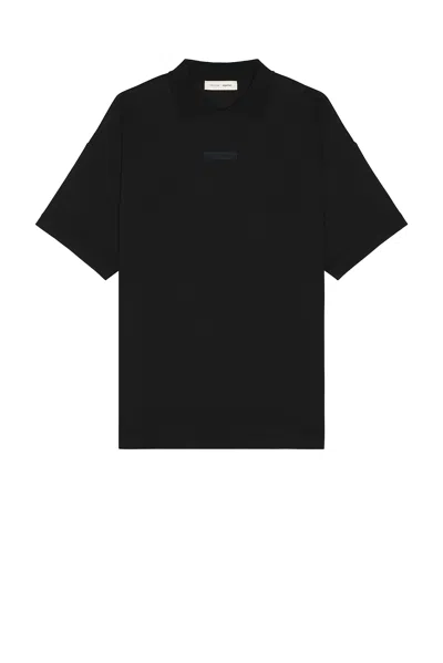 Essentials 90s Fit Pique Polo In Black