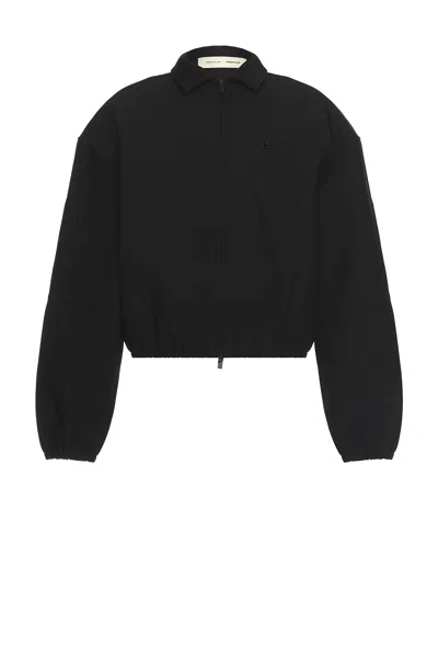 Essentials Bonded Canvas Zip-up Jacket In Black