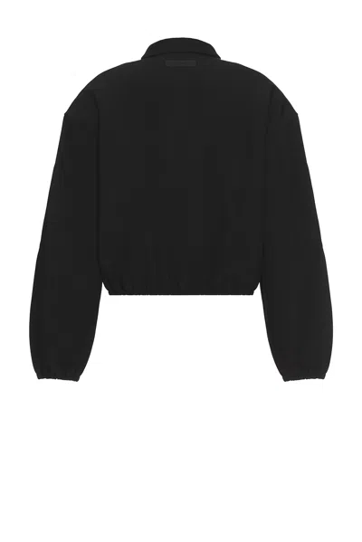 Essentials Bonded Canvas Zip-up Jacket In Black