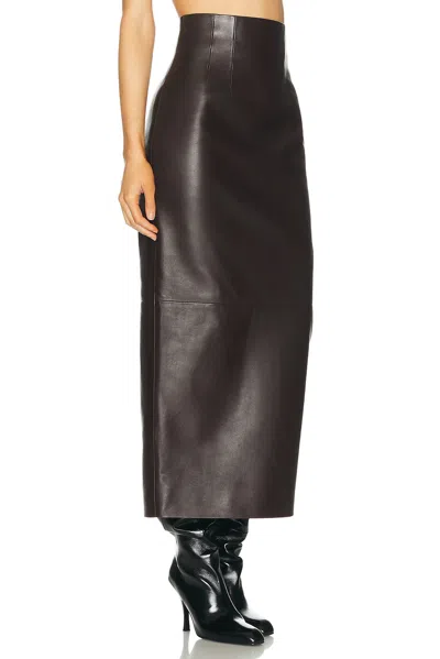 Khaite Midi-length Lamb Leather Skirt With High Waist In Black