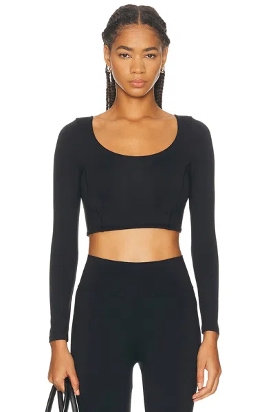 Norba Long Sleeve Crop Top In Black