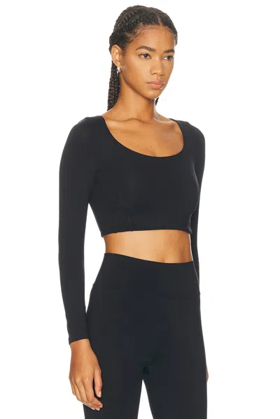 Norba Long Sleeve Crop Top In Black