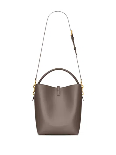 Saint Laurent Logo-plaque Top-handle Tote Bag In Brown