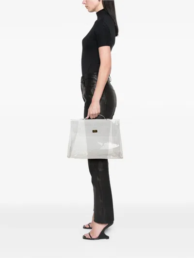 Pre-owned Hermes 1997 Vinyl Souvenir De L Exposition Kelly Handbag In White