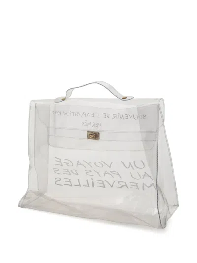 Pre-owned Hermes 1997 Vinyl Souvenir De L Exposition Kelly Handbag In White