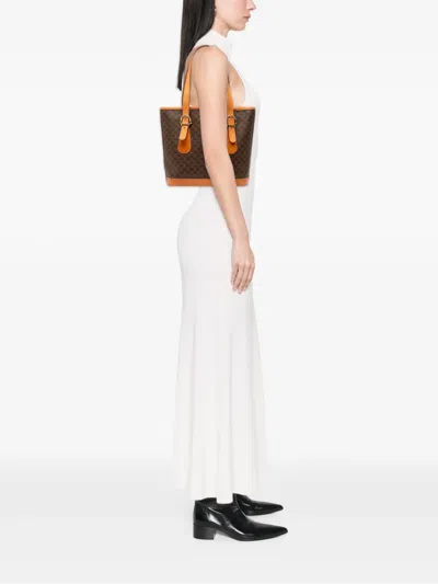 Pre-owned Celine 1992 Macadam Coated Canvas Shoulder Bag In Brown